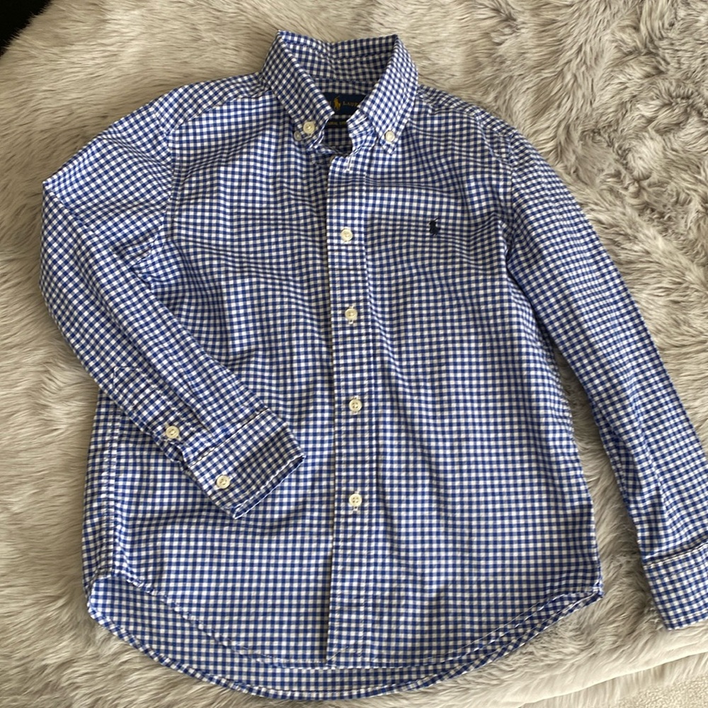 Boys long sleeve button down shirt.